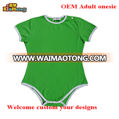 100% Cotton summer short sleeve Blank plain baby adult pajamas with open crotch